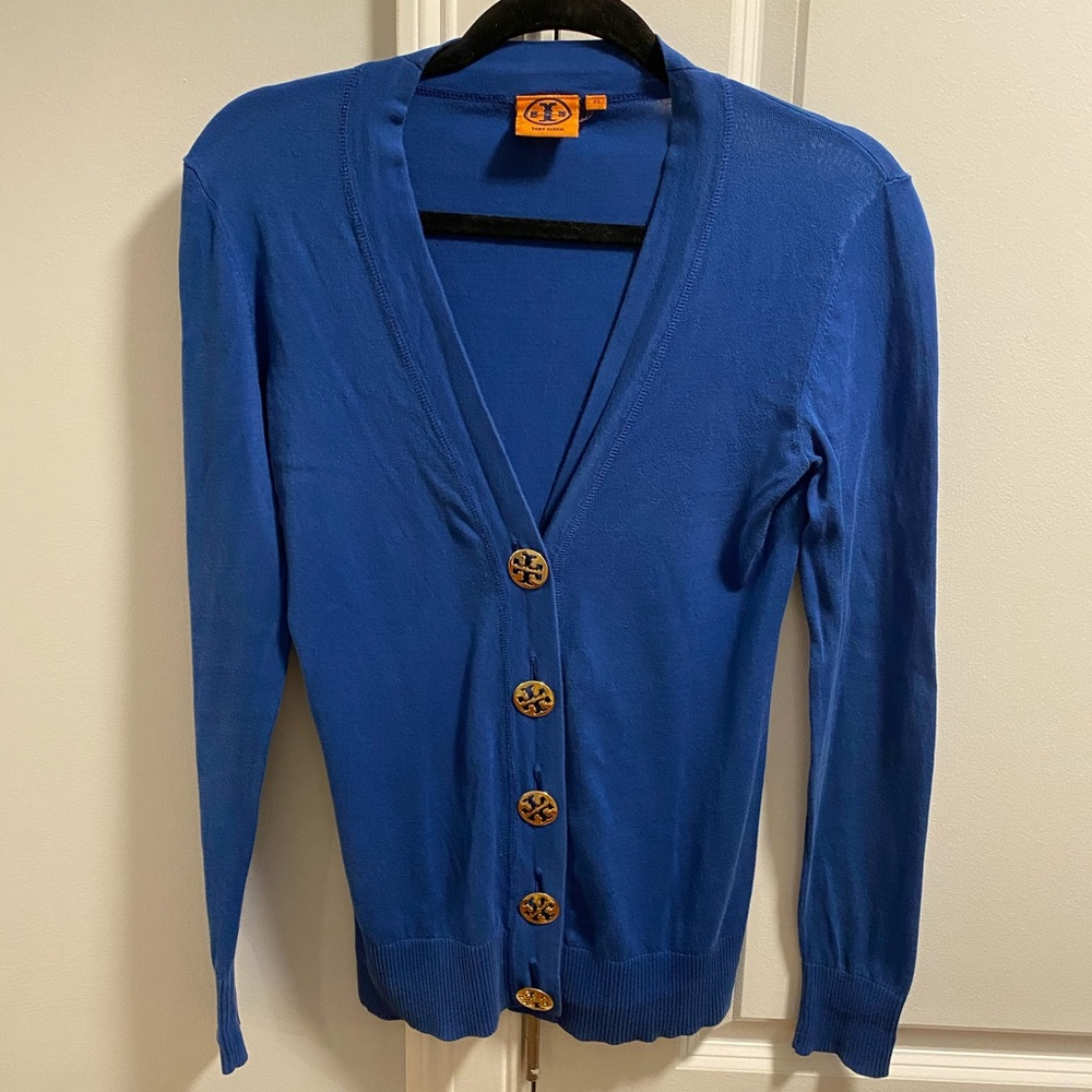 Tory Burch blue cotton Simone cardigan size XS
